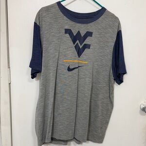 Nike Gray and Navy WVU Short Sleeve Tee with Gold Accent